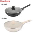 Tigaie wok crem din marmura, cu capac, 28 cm, Klausberg