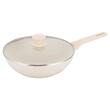 Tigaie wok crem din marmura, cu capac, 28 cm, Klausberg