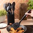 Set ustensile de bucatarie, 12 piese din silicon negru, Klausberg