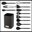 Set ustensile de bucatarie, 12 piese din silicon negru, Klausberg