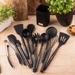 Set ustensile de bucatarie, 12 piese din silicon negru, Klausberg