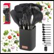 Set ustensile de bucatarie, 12 piese din silicon negru, Klausberg