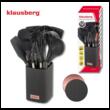 Set ustensile de bucatarie, 12 piese din silicon negru, Klausberg