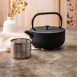  Ceainic cu capac din fonta, filtru din inox, 1.1 l, negru, KingHoff