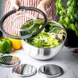  Bol inox, cu capac si razatoare, multifunctional, negru, capacitate 5l, KingHoff