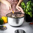  Bol inox, cu capac si razatoare, multifunctional, negru, capacitate 5l, KingHoff