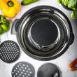  Bol inox, cu capac si razatoare, multifunctional, negru, capacitate 5l, KingHoff