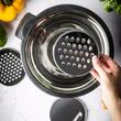  Bol inox, cu capac si razatoare, multifunctional, negru, capacitate 5l, KingHoff