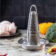 Suport vertical pentru gatit pui intreg la cuptor, cu recipient pentu condimente, din inox, King Hoff