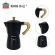Aparat pentru cafea, espressor, aluminiu, 9 cesti 450 ml, aspect negru/lemn, Kinghoff