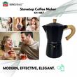 Aparat pentru cafea, espressor, aluminiu, 9 cesti 450 ml, aspect negru/lemn, Kinghoff