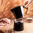 Aparat pentru cafea, espressor, aluminiu, 9 cesti 450 ml, aspect negru/lemn, Kinghoff