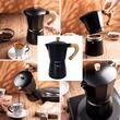 Aparat pentru cafea, espressor, aluminiu, 9 cesti 450 ml, aspect negru/lemn, Kinghoff