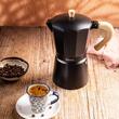 Aparat pentru cafea, espressor, aluminiu, 9 cesti 450 ml, aspect negru/lemn, Kinghoff