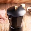 Aparat pentru cafea, espressor, aluminiu, 9 cesti 450 ml, aspect negru/lemn, Kinghoff