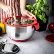  Bol inox, cu razatoare incorporata in capac, rosu, capacitate 5l, KingHoff