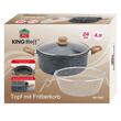 Oala multifunctionala pentru prajit cartofi  cu cos si capac, capacitate 4 litri, diametru 24 cm, invelis marmorat, neagra, Kinghoff