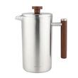 Ceainic, infuzor pentru cafea, capacitate 1 litru, perete dublu, maner din lemn, argintiu, Kinghoff