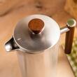 Ceainic, infuzor pentru cafea, capacitate 1 litru, perete dublu, maner din lemn, argintiu, Kinghoff