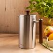 Ceainic, infuzor pentru cafea, capacitate 1 litru, perete dublu, maner din lemn, argintiu, Kinghoff