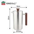 Ceainic, infuzor pentru cafea, capacitate 1 litru, perete dublu, maner din lemn, argintiu, Kinghoff