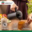 Ceainic, infuzor pentru cafea, capacitate 1 litru, perete dublu, maner din lemn, negru, Kinghoff