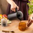 Ceainic, infuzor pentru cafea, capacitate 1 litru, perete dublu, maner din lemn, negru, Kinghoff