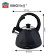 Fierbator traditional, ceainic cu fluier, capacitate 2 litri, negru mat, otel inoxidabil, Kinghoff
