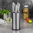 Suport rotund universal pentru cutite, inox satinat, 11,6 x 11,6 x 23,4 cm, argintiu, KingHoff