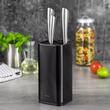 Suport universal pentru cutite, patrat, inox, 11 x 11 x 23.3 cm, negru, KingHoff 