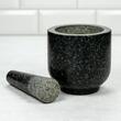 Mojar masiv din granit cioplit manual cu pistil, 12 x 12 15.5 cm, negru, Kinghoff