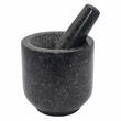 Mojar masiv din granit cioplit manual cu pistil, 12 x 12 15.5 cm, negru, Kinghoff