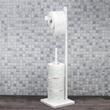Suport vertical pentru hartie igienica din bambus, economie de spatiu, 5 role, 19 x 19 x 71 cm, alb, Kinghoff