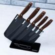 Set 5 cutite, cu suport negru, maner din lemn,  Klausberg