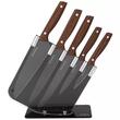 Set 5 cutite, cu suport negru, maner din lemn,  Klausberg