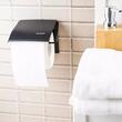 Suport rola prosoape de bucatarie, servetele, inox, 12 x 12.3 x 1.6 cm, negru,  Klausberg