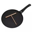 Tigaie pentru clatite din aluminiu cu invelis antiaderent, diametru 26 cm, accesoriu lemn inclus, negru, Kinghoff