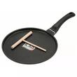 Tigaie pentru clatite din aluminiu cu invelis antiaderent, diametru 26 cm, accesoriu lemn inclus, negru, Kinghoff