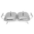 Set 2 vase termoizolante, cu capac din inox, pentru servire mancare bufet, chafing dish cu lumanare, 1.5L, Kinghoff