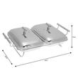 Set 2 vase termoizolante, cu capac din inox, pentru servire mancare bufet, chafing dish cu lumanare, 1.5L, Kinghoff