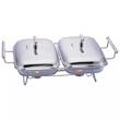 Set 2 vase termoizolante, cu capac din inox, pentru servire mancare bufet, chafing dish cu lumanare, 1.5L, Kinghoff