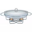 Vas termorezistent oval, 3L, chafing dish cu lumanare, incalzitor pentru mancare,capac inox,  Kinghoff