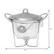 Vas termorezistent rotund adanc, pentru servit mancare, cu capac din inox, chafing dish cu lumanare, 4L, Kinghoff