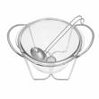 Vas termorezistent rotund adanc, pentru servit mancare, cu capac din inox, chafing dish cu lumanare, 4L, Kinghoff