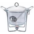 Vas termorezistent rotund adanc, pentru servit mancare, cu capac din inox, chafing dish cu lumanare, 4L, Kinghoff