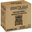Set mobilier cu roti pentru atelier, banc de lucru mobil, 6 sertare, 3 dulapuri, panou perforat, Kraft