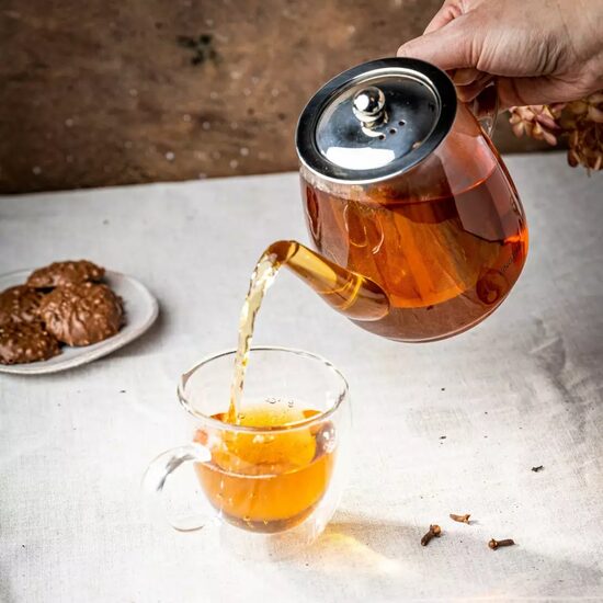 Infuzor din sticla, cu filtru si capac din inox, pentru ceai, 0.60L, Kinghoff