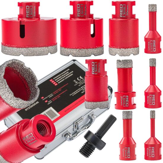 Set carote diamantate, 6-68 mm, HEX, M14, 9 piese, Red Technic