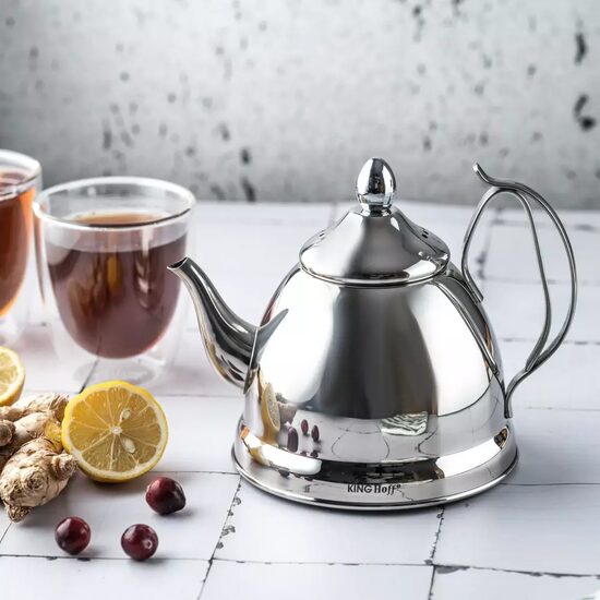 Ceainic cu sita, inox, 1l argintiu, Kinghoff