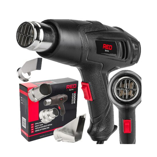 Pistol cu aer cald pentru suflat, 4 duze, 2 viteze, putere 2000 W, Red Technic